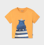 Mayoral tricou baieti cu aplicateie 12-48 luni Peach - Hippo