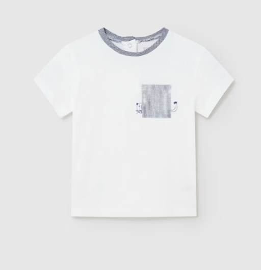 Mayoral tricou baieti cu buzunarel 12-36 luni, Alb