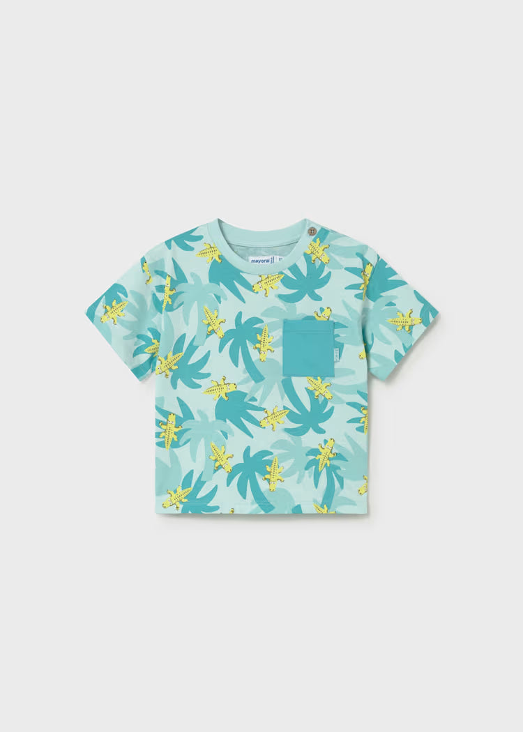 Mayoral tricou baieti cu imprimeu 12-48 luni Acvamarin cu palmieri si crocodili