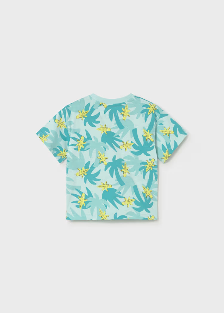 Mayoral tricou baieti cu imprimeu 12-48 luni Acvamarin cu palmieri si crocodili
