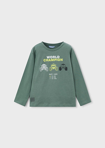 Mayoral tricou baieti cu maneca lunga 5-10 ani Verde cu World Champiom