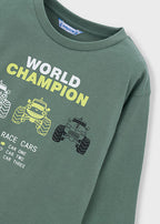 Mayoral tricou baieti cu maneca lunga 5-10 ani Verde cu World Champiom