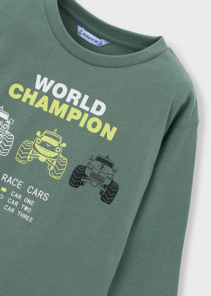 Mayoral tricou baieti cu maneca lunga 5-10 ani Verde cu World Champiom
