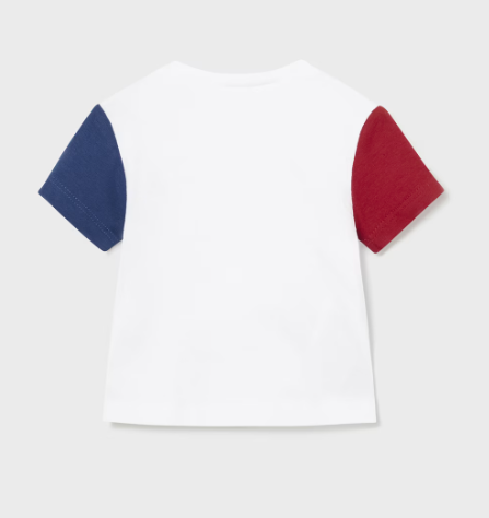 Mayoral tricou baieti cu maneca scurta 0-18 luni Marte alb girafa
