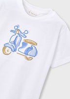 Mayoral tricou baieti cu motocicleta brodata 5-10 ani Alb
