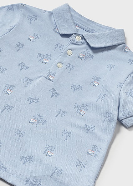 Mayoral tricou baieti de tip Polo cu imprimeu 12-48 luni Sky cu palmieri