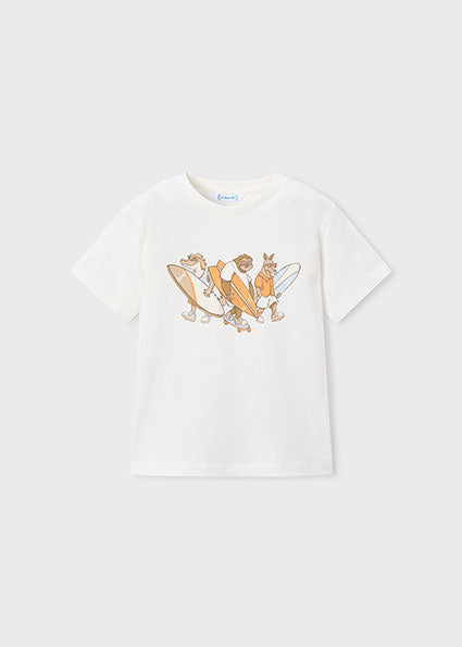 Mayoral tricou baieti de vara 5-10 ani Alb-Peach surf