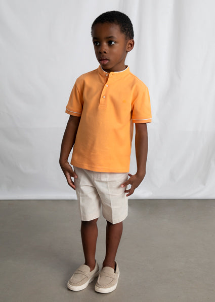 Mayoral tricou baieti de vara cu semi guler 5-10 ani Peach