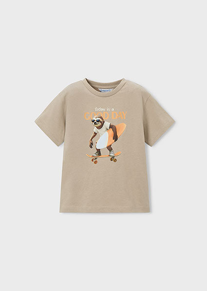 Mayoral tricou baieti cu imprimeu 5-10 ani Taupe Good Day
