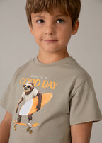 Mayoral tricou baieti cu imprimeu 5-10 ani Taupe Good Day