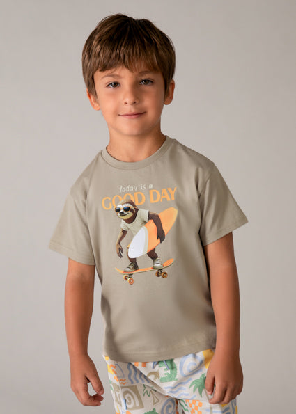 Mayoral tricou baieti cu imprimeu 5-10 ani Taupe Good Day
