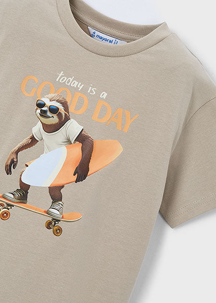 Mayoral tricou baieti cu imprimeu 5-10 ani Taupe Good Day
