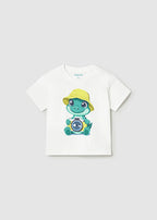 Mayoral tricou baieti interactiv 12-48 luni Alb cu dino si camera foto