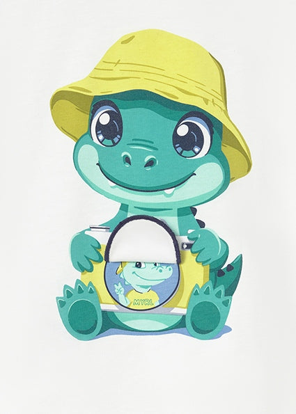 Mayoral tricou baieti interactiv 12-48 luni Alb cu dino si camera foto
