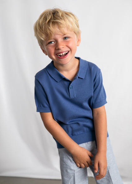 Mayoral tricou baieti basic de tip polo 5-10 ani Albastrui