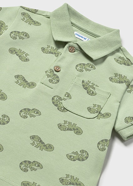 Mayoral tricou baieti tip polo cu animale 12-48 luni Matcha Imagine secundară a produsului