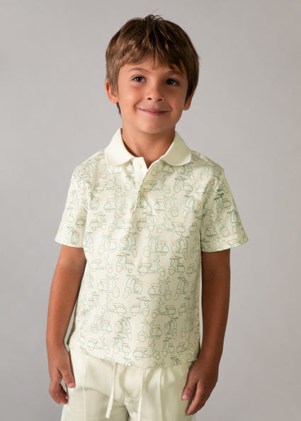 Mayoral tricou baieti de tip polo 5-10 ani Nata-Alga cu vespa