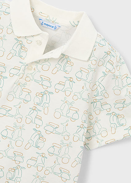 Mayoral tricou baieti de tip polo 5-10 ani Nata-Alga cu vespa
