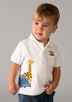 Mayoral tricou baieti tip polo cu animale 12-48 luni Nata cu girafa