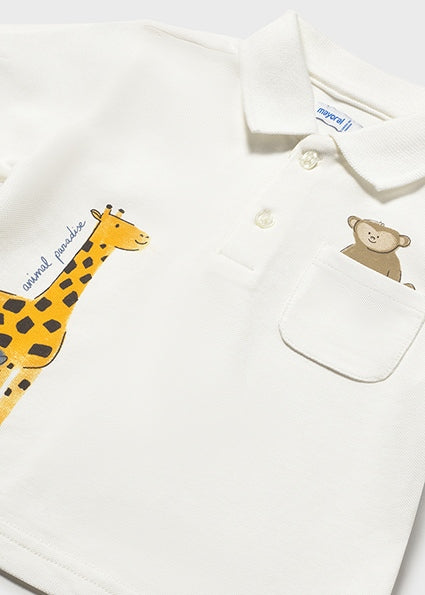 Mayoral tricou baieti tip polo cu animale 12-48 luni Nata cu girafa