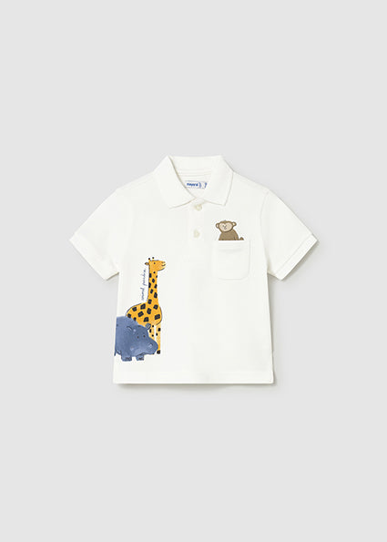 Mayoral tricou baieti tip polo cu animale 12-48 luni Nata cu girafa