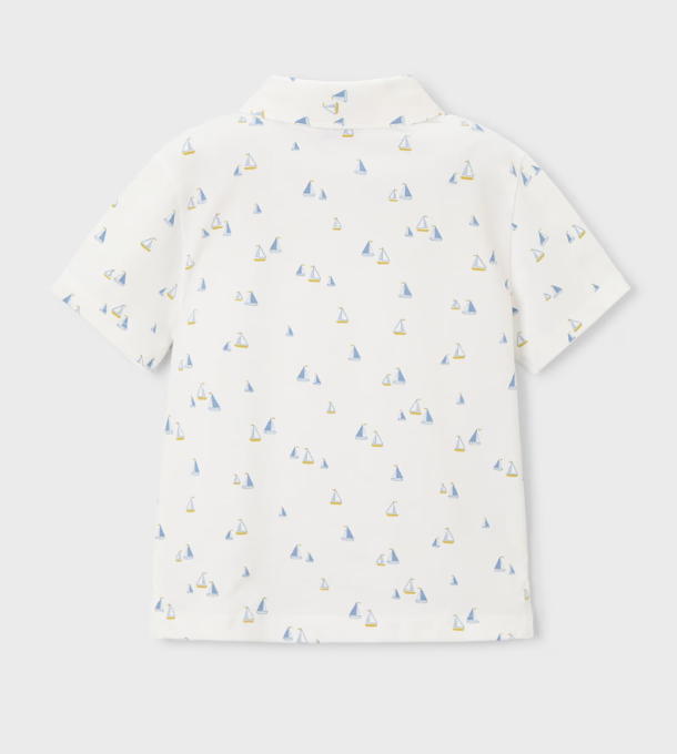 Mayoral tricou baieti tip polo cu imprime 5-8 ani White-Oliv Imagine secundară a produsului