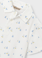Mayoral tricou baieti tip polo cu imprime 5-8 ani White-Oliv