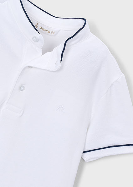 Mayoral tricou baieti de vara cu semi guler 5-10 ani Alb