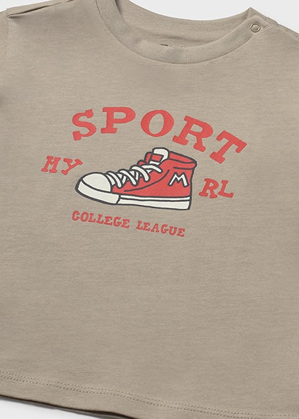 Mayoral tricou baieti vara cu serigrafie 12-48 luni Taupe Imagine secundară a produsului