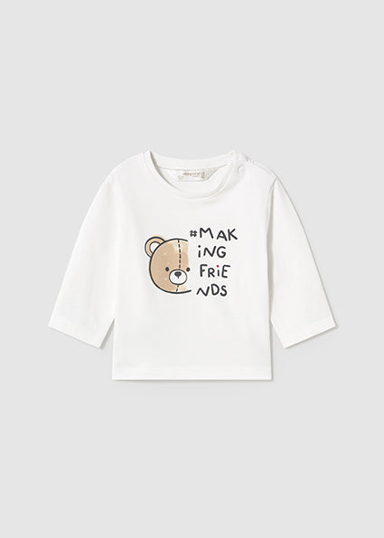 Mayoral tricou cu maneca lunga 0-18 luni Alb cu ursulet