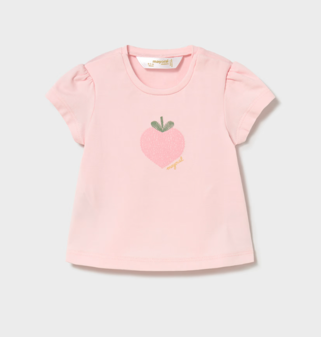 Mayoral tricou fete 0-18 luni Roz baby cu capsuna