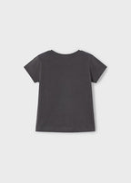 Mayoral tricou fete basic cu flori 5-10 ani Antracit