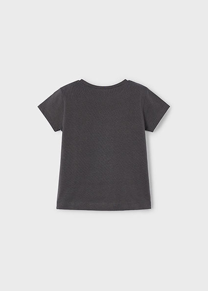 Mayoral tricou fete basic cu flori 5-10 ani Antracit