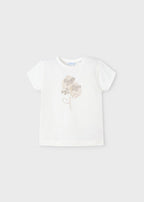 Mayoral tricou fete basic cu flori 5-10 ani Off-white