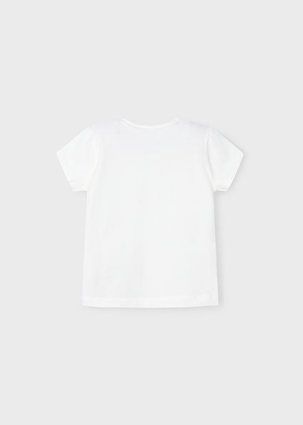 Mayoral tricou fete basic cu flori 5-10 ani Off-white