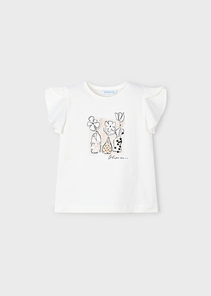 Mayoral tricou fete cu aplicatie 5-10 ani Off-white