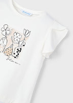 Mayoral tricou fete cu aplicatie 5-10 ani Off-white
