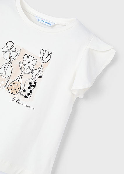 Mayoral tricou fete cu aplicatie 5-10 ani Off-white