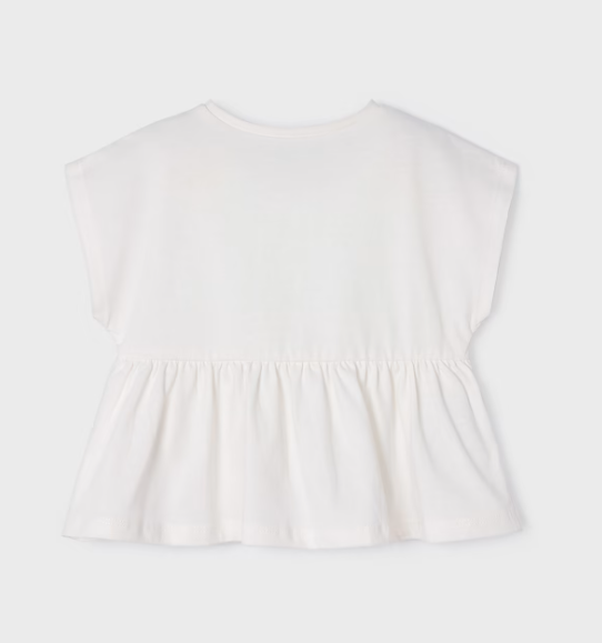 Mayoral tricou fete cu broderie 2-9 ani, Off white-peony Imagine secundară a produsului