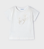 Mayoral tricou fete cu broderie 4-9 ani Off White