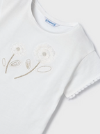 Mayoral tricou fete cu broderie 4-9 ani Off White
