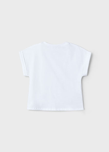 Mayoral tricou fete cu cu inima 5-10 ani Alb
