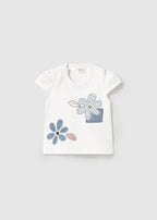 Mayoral tricou fete cu desen 0-18 luni Alb-Blue Stone cu flori
