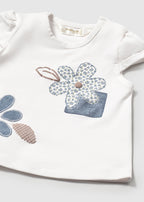 Mayoral tricou fete cu desen 0-18 luni Alb-Blue Stone cu flori