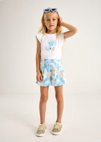 Mayoral tricou fete cu flori in relief  5-10 ani Off-white-Sky