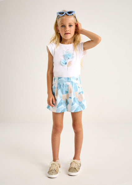 Mayoral tricou fete cu flori in relief  5-10 ani Off-white-Sky