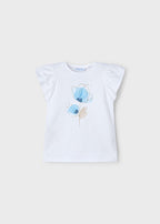Mayoral tricou fete cu flori in relief  5-10 ani Off-white-Sky
