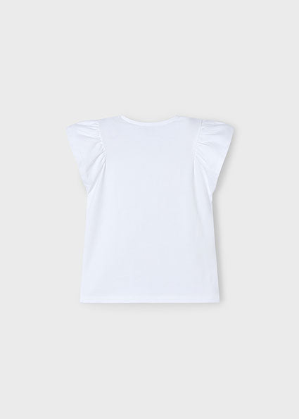 Mayoral tricou fete cu flori in relief  5-10 ani Off-white-Sky