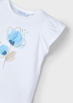 Mayoral tricou fete cu flori in relief  5-10 ani Off-white-Sky