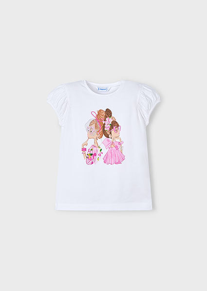 Mayoral tricou fete cu grafica 5-10 ani Alb-orhidee Imagine principală a produsului